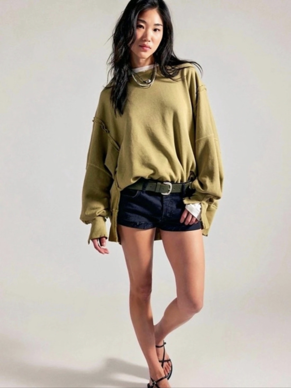 We The Free Oversized Pullover in Python Guacamole Size NWT Free People - Picture 2 of 8